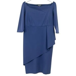 Chiara Boni La Petite Robe Navy Blue Scoop Neck Fitted Half Sleeve Midi Dress